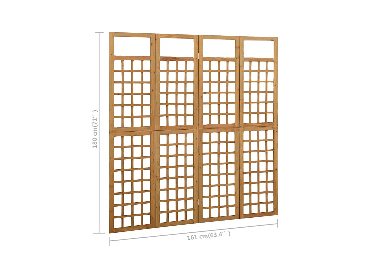 Biombo de 4 paneles de madera maciza de pino, 161 x 180 cm