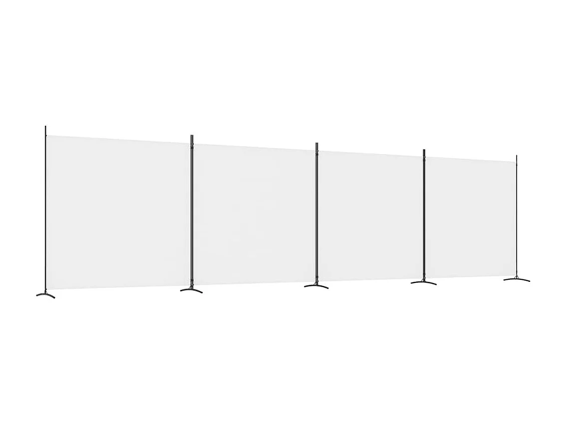 Cloison de séparation 4 panneaux Blanc 698x180 cm Tissu