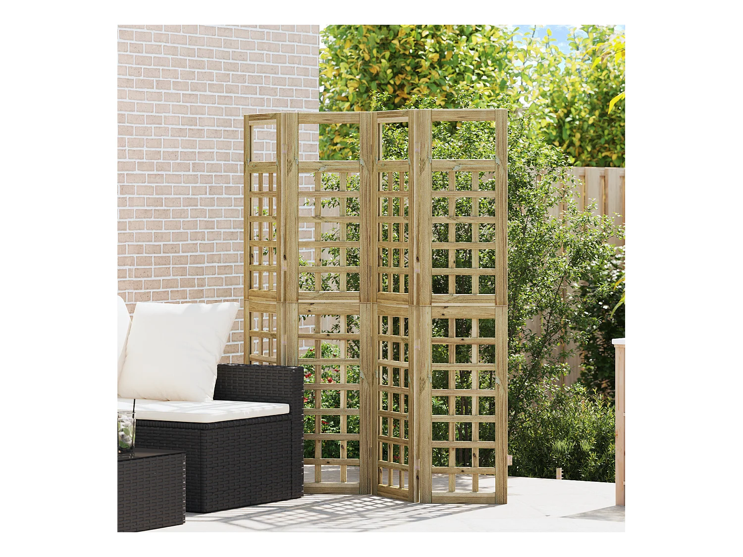 Écran d'intimité extérieur – 4 panneaux, en pin traité