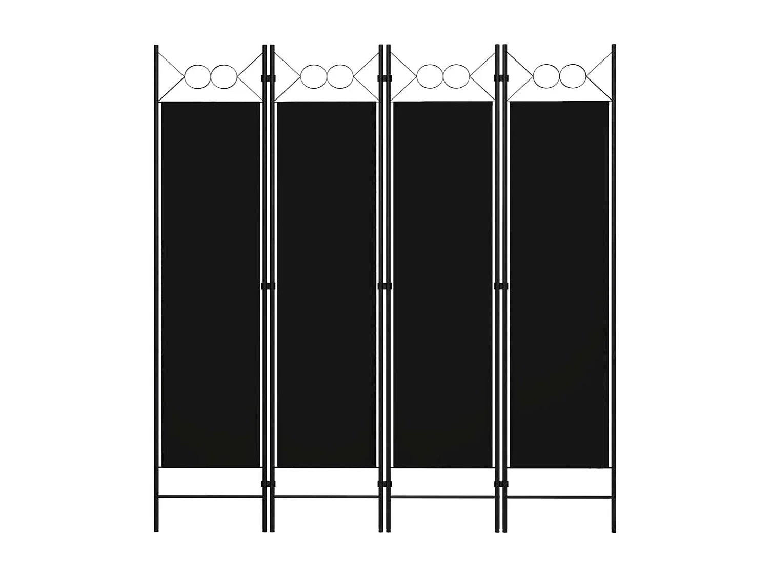 Cloison de séparation 4 panneaux Noir 160 x 180 cm