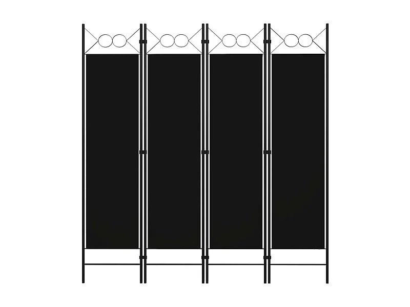 Cloison de séparation 4 panneaux Noir 160 x 180 cm