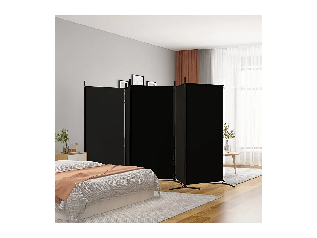Cloison de séparation 5 panneaux Noir 433x180 cm Tissu