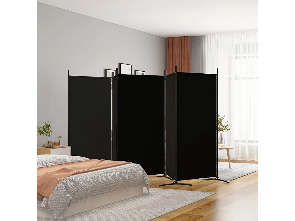 Mampara divisoria de 5 paneles Tela Negra 433x180 cm