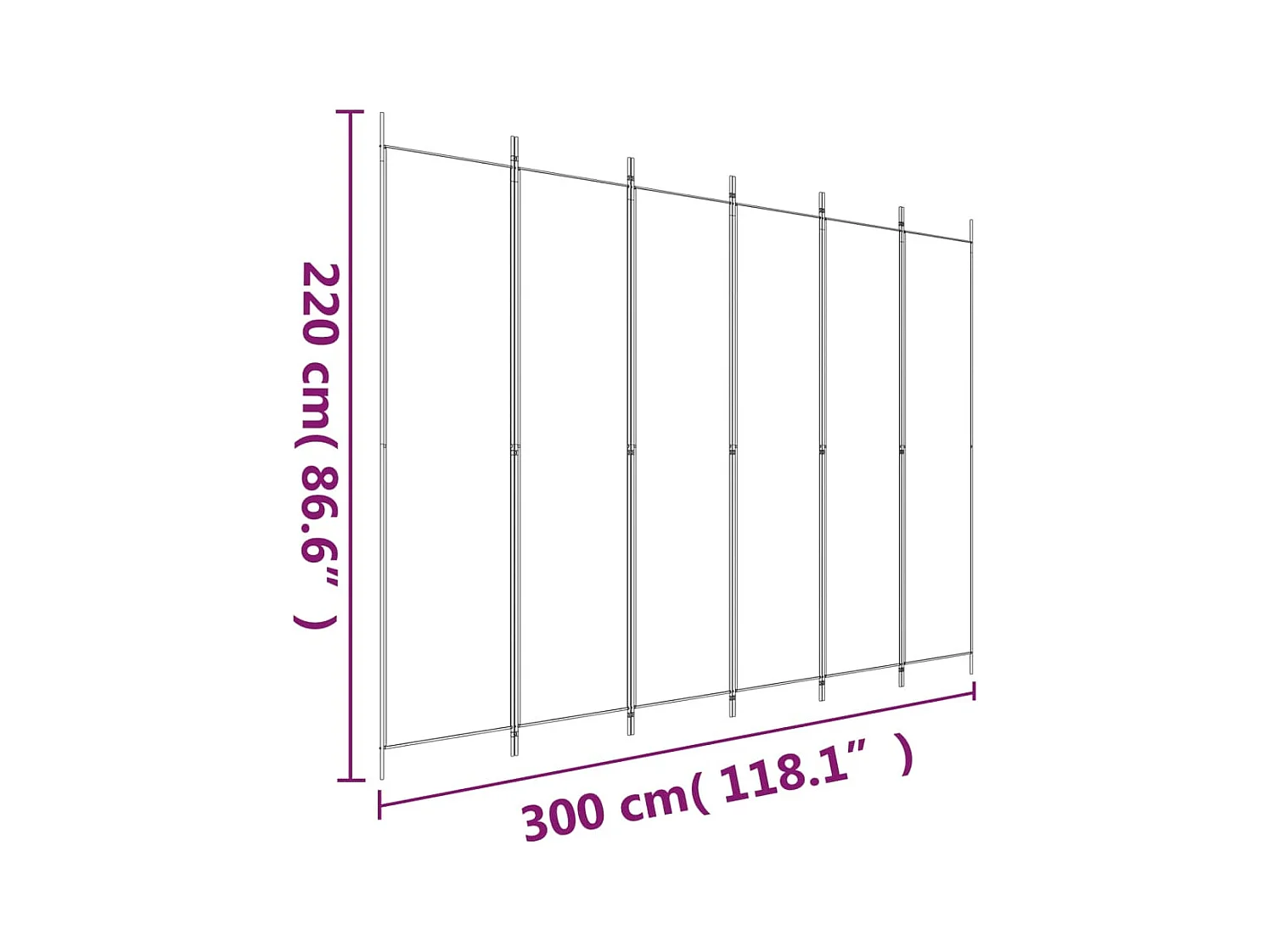 6-delige scheidingswand Wit 300x220 cm Stof