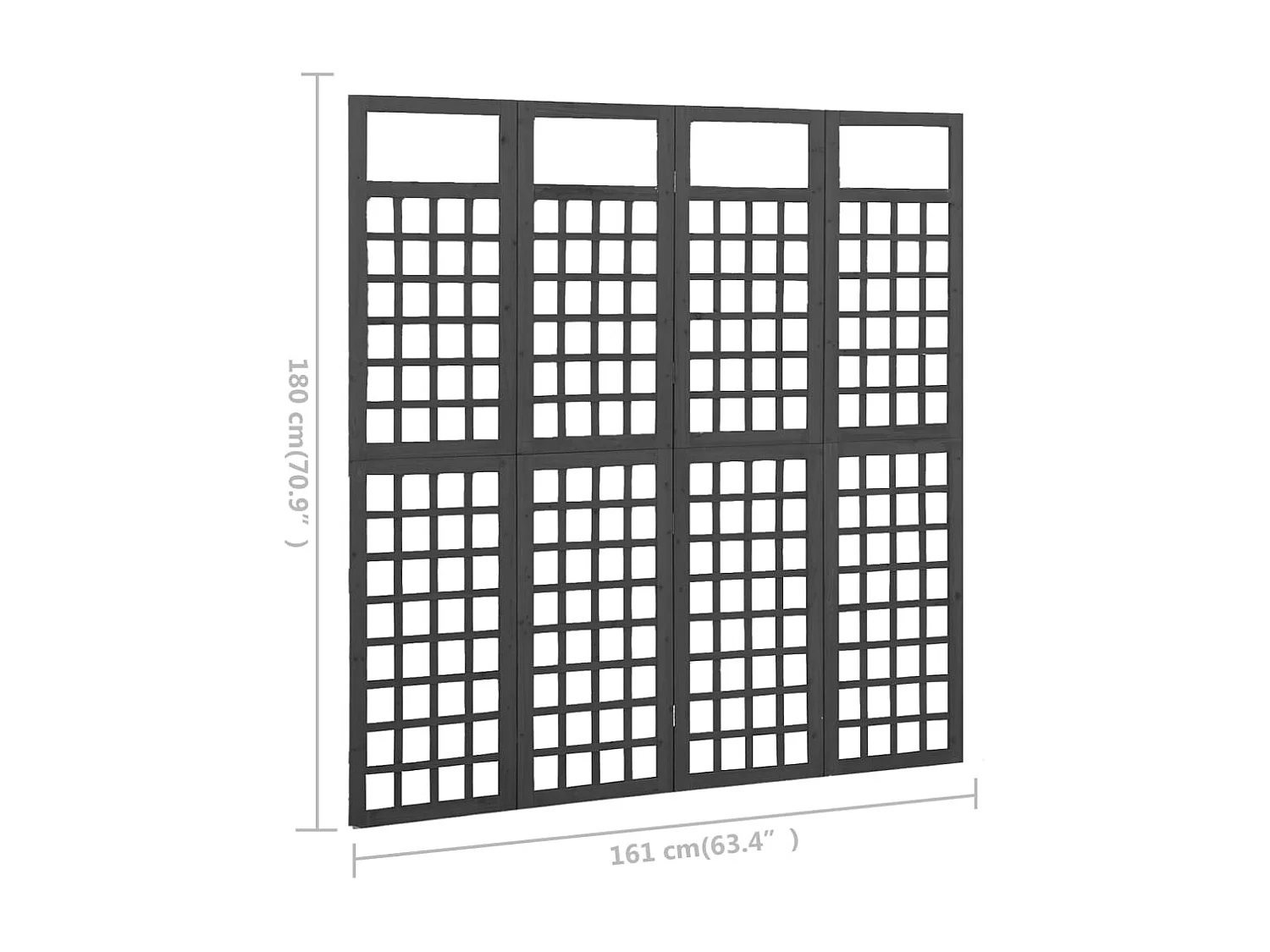 Tabique divisorio/celosía de 4 paneles de madera maciza de abeto