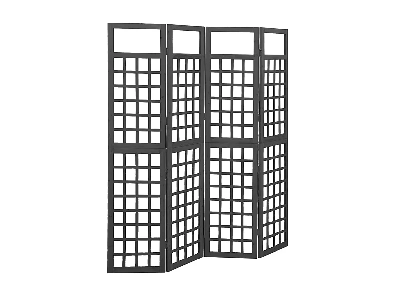 Tabique divisorio/celosía de 4 paneles de madera maciza de abeto