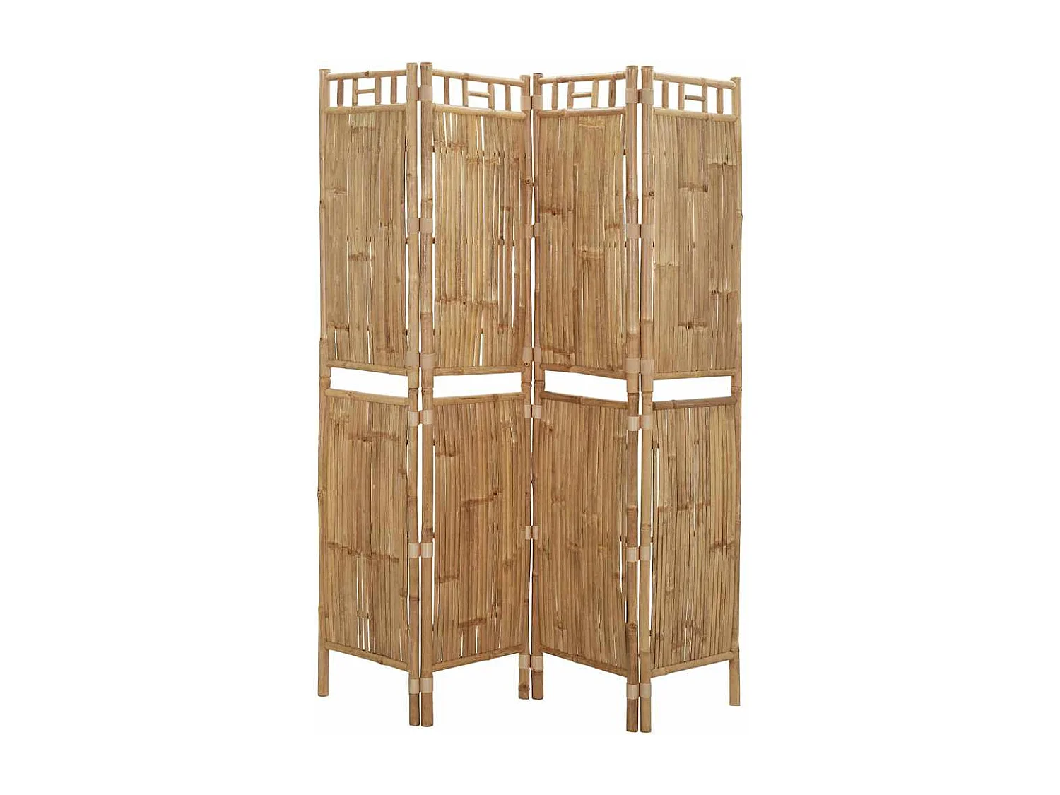 Mampara divisoria de bambú de 4 paneles 160x180 cm