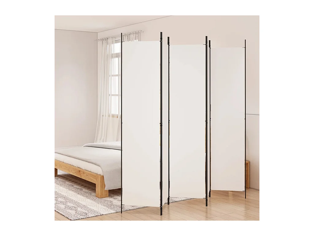 Cloison de séparation 5 panneaux Blanc 250x220 cm Tissu