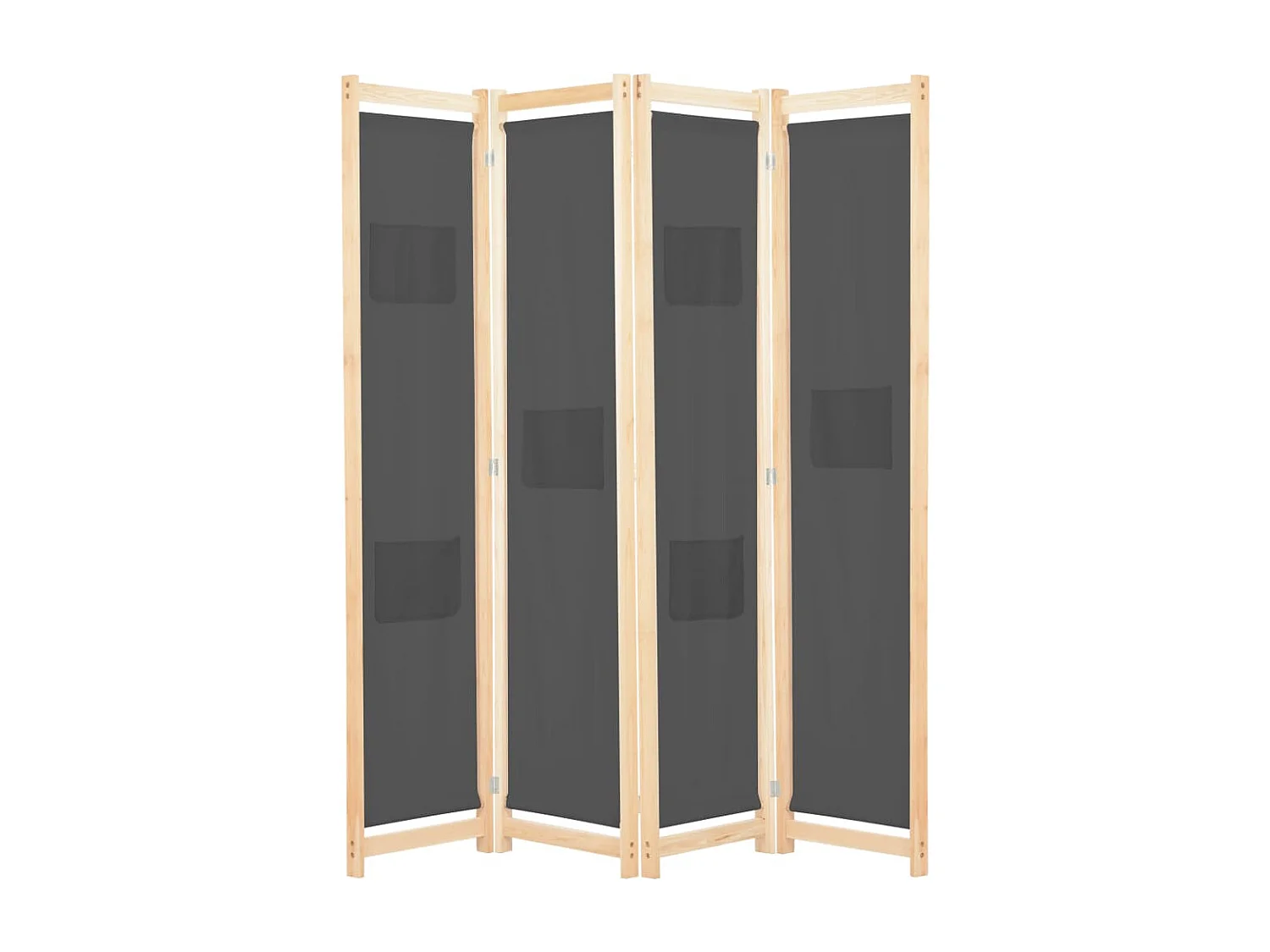 Cloison de séparation 4 panneaux Gris 160x170x4 cm Tissu