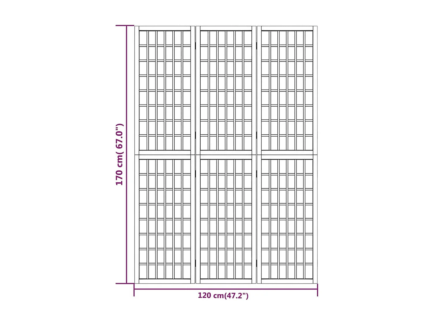 Tabique plegable 3 paneles 120x170 cm