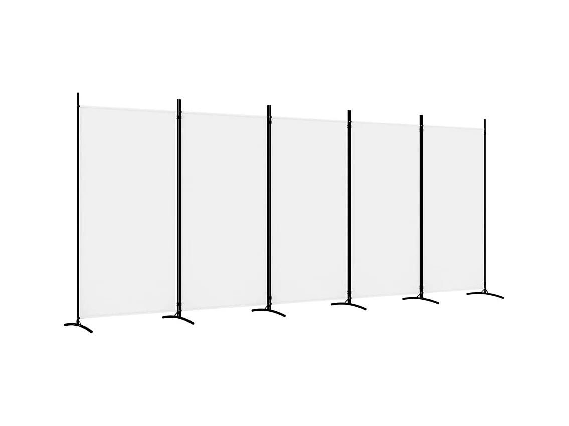 5-delige scheidingswand Wit 433x180 cm Stof