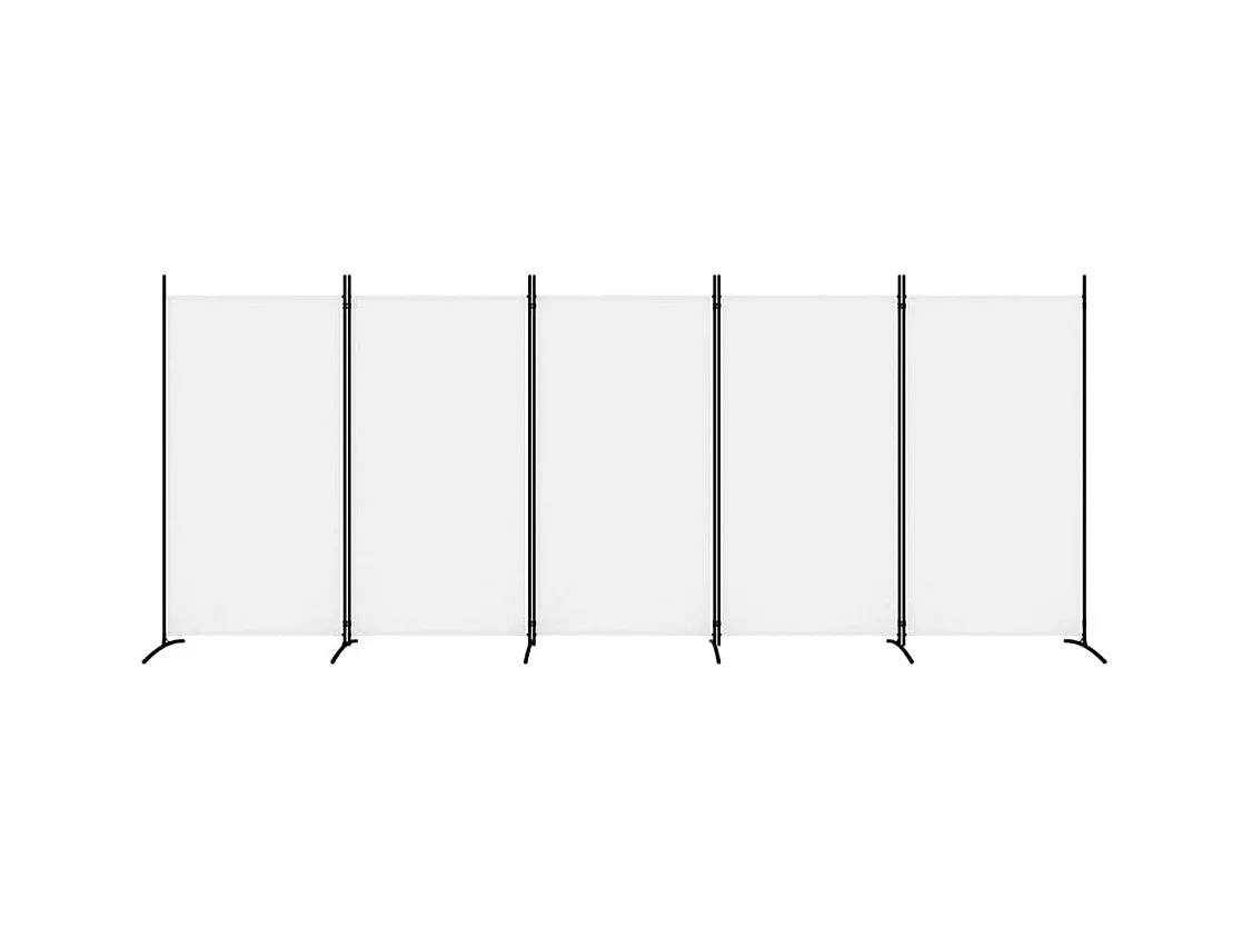 5-delige scheidingswand Wit 433x180 cm Stof