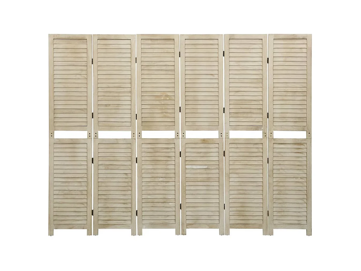6-teilige Trennwand 210x165 cm Paulownia-Holz