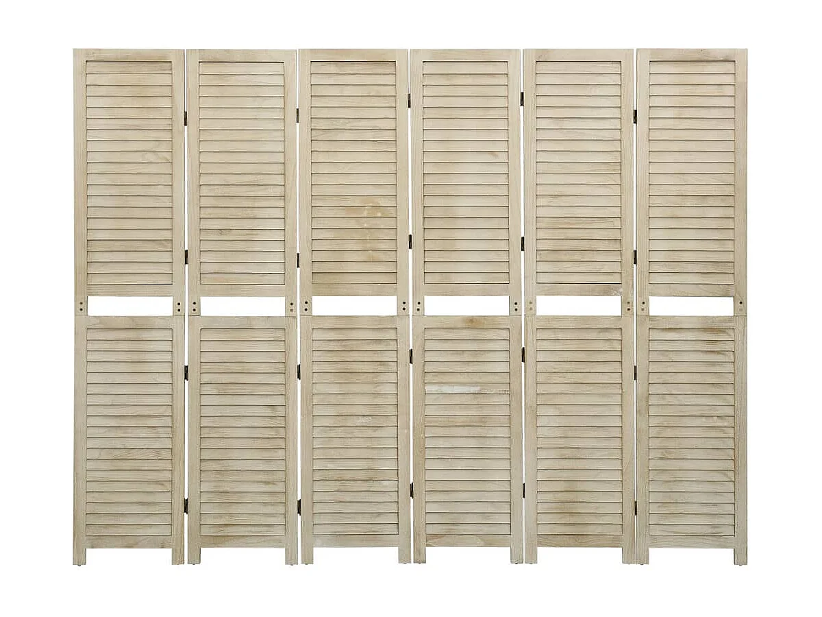 Cloison de séparation 6 panneaux 210x165 cm Bois de Paulownia