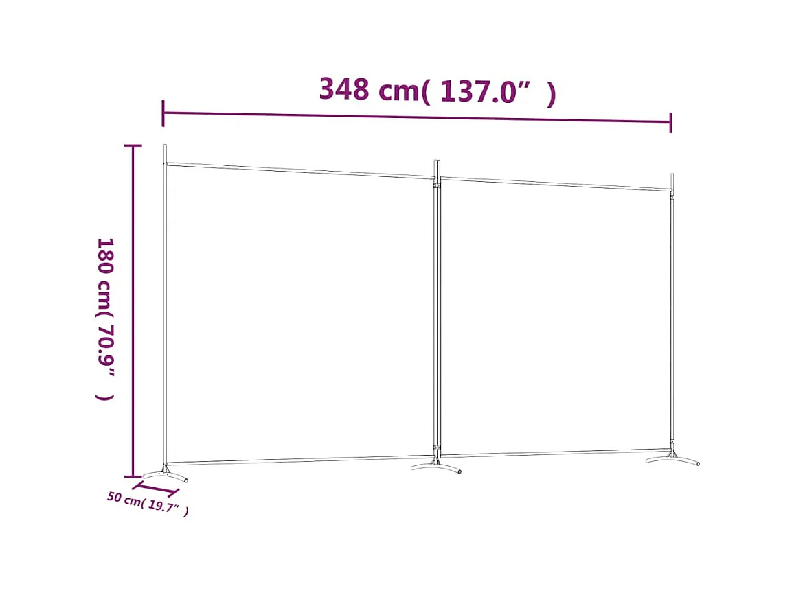 2-teilige Trennwand Braun 348x180 cm Stoff