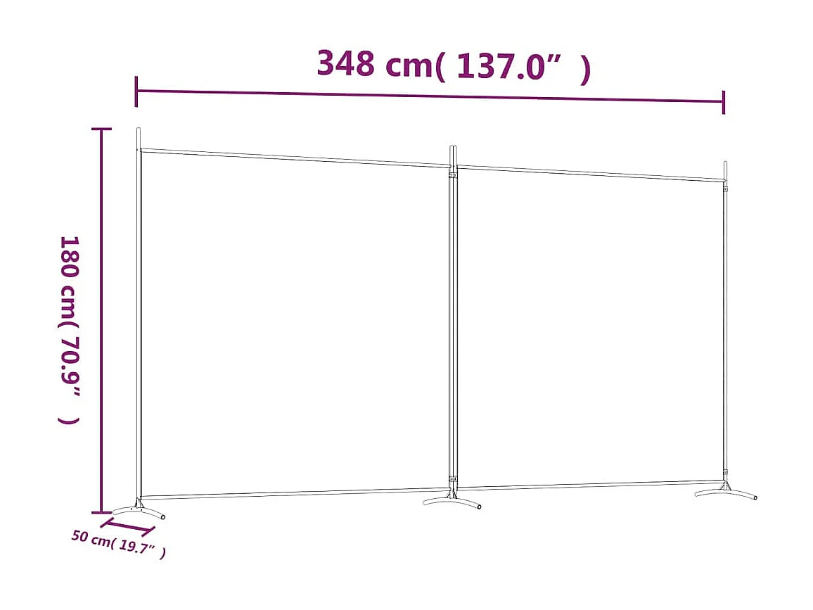 Cloison de séparation 2 panneaux Marron 348x180 cm Tissu