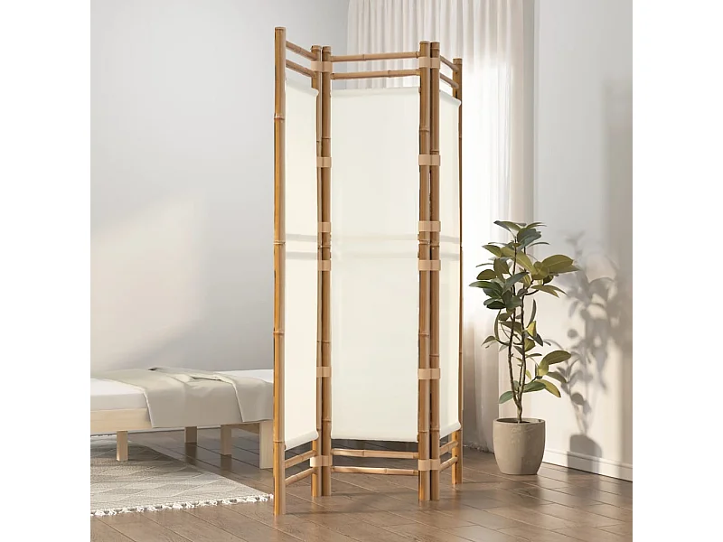 Tabique plegable 3 paneles 120 cm Bambú y lona