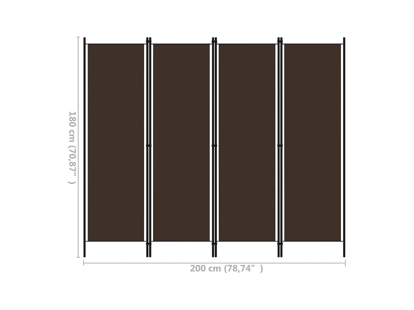Parete divisoria a 4 pannelli Marrone 200x180 cm