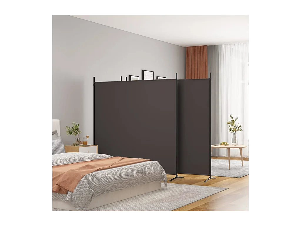 Parete divisoria a 4 pannelli Marrone 698x180 cm Tessuto