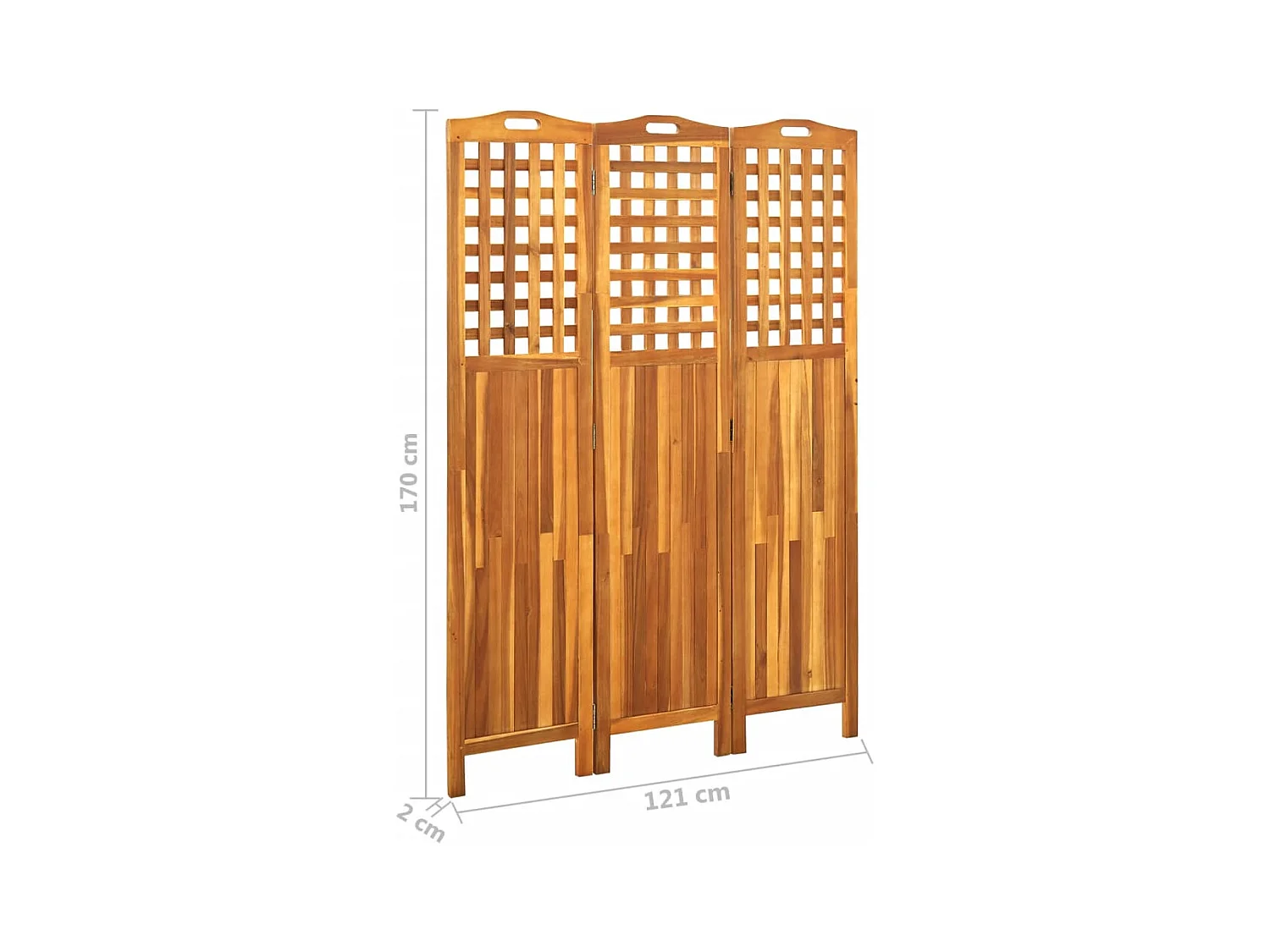 Tabique divisorio de 3 paneles 121x2x170 cm Madera de acacia