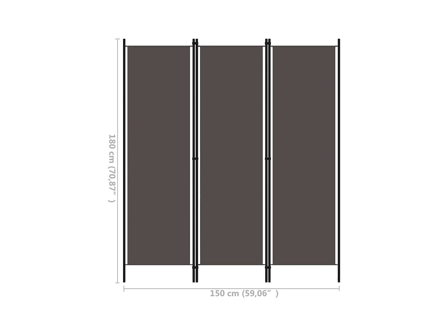 3-delige scheidingswand Antraciet 150x180 cm