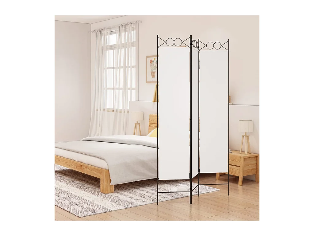 Parete divisoria a 3 pannelli Bianco 120x200 cm Tessuto