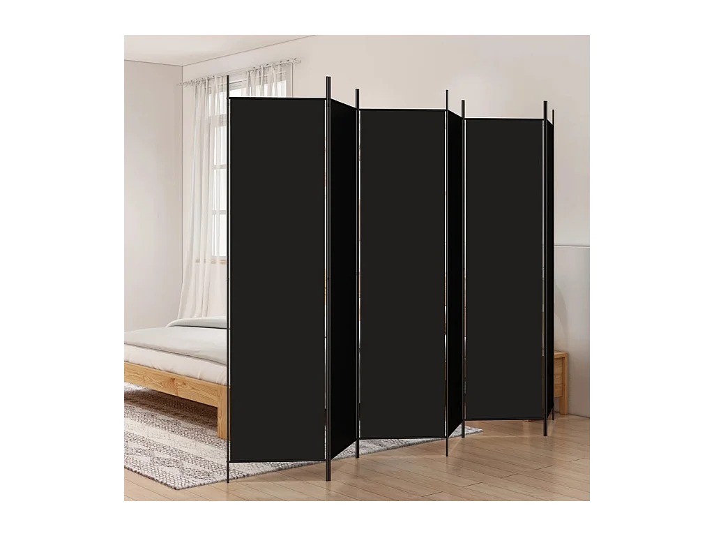 6-delige scheidingswand Zwart 300x200 cm Stof