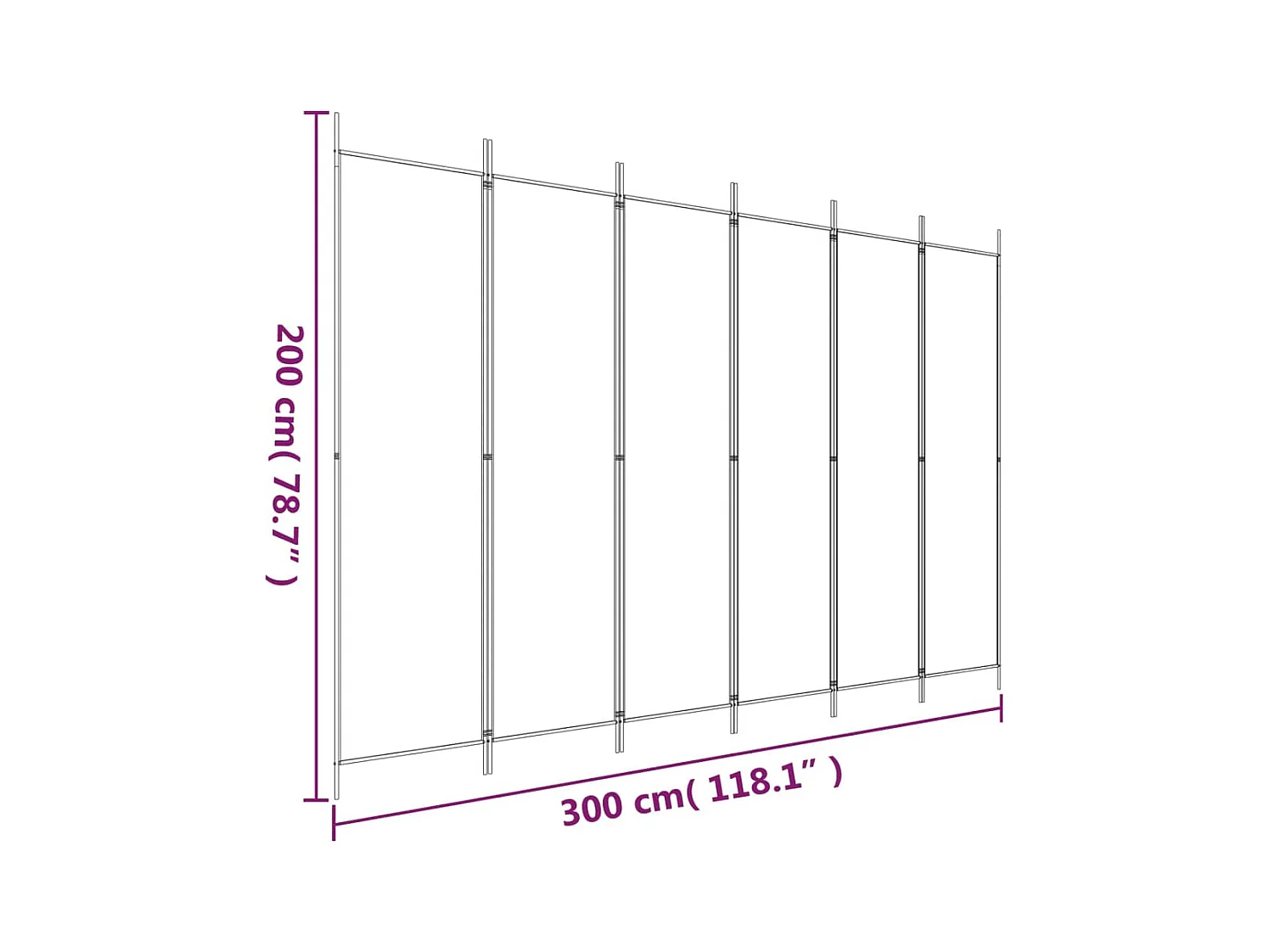 6-delige scheidingswand Zwart 300x200 cm Stof