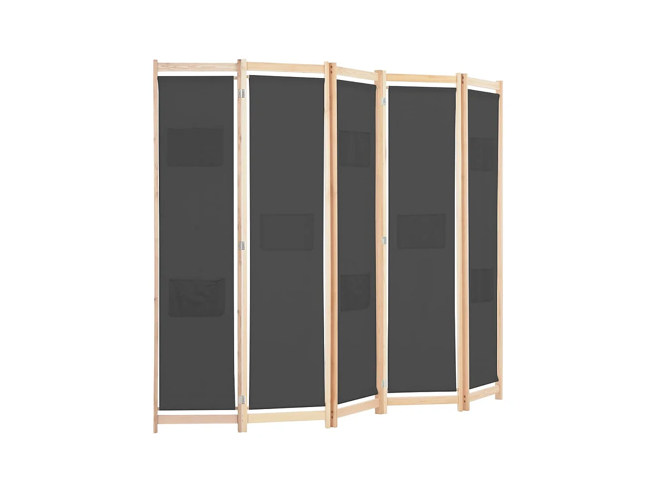 Mampara divisoria de 5 paneles Gris 200 x 170 x 4 cm Tela