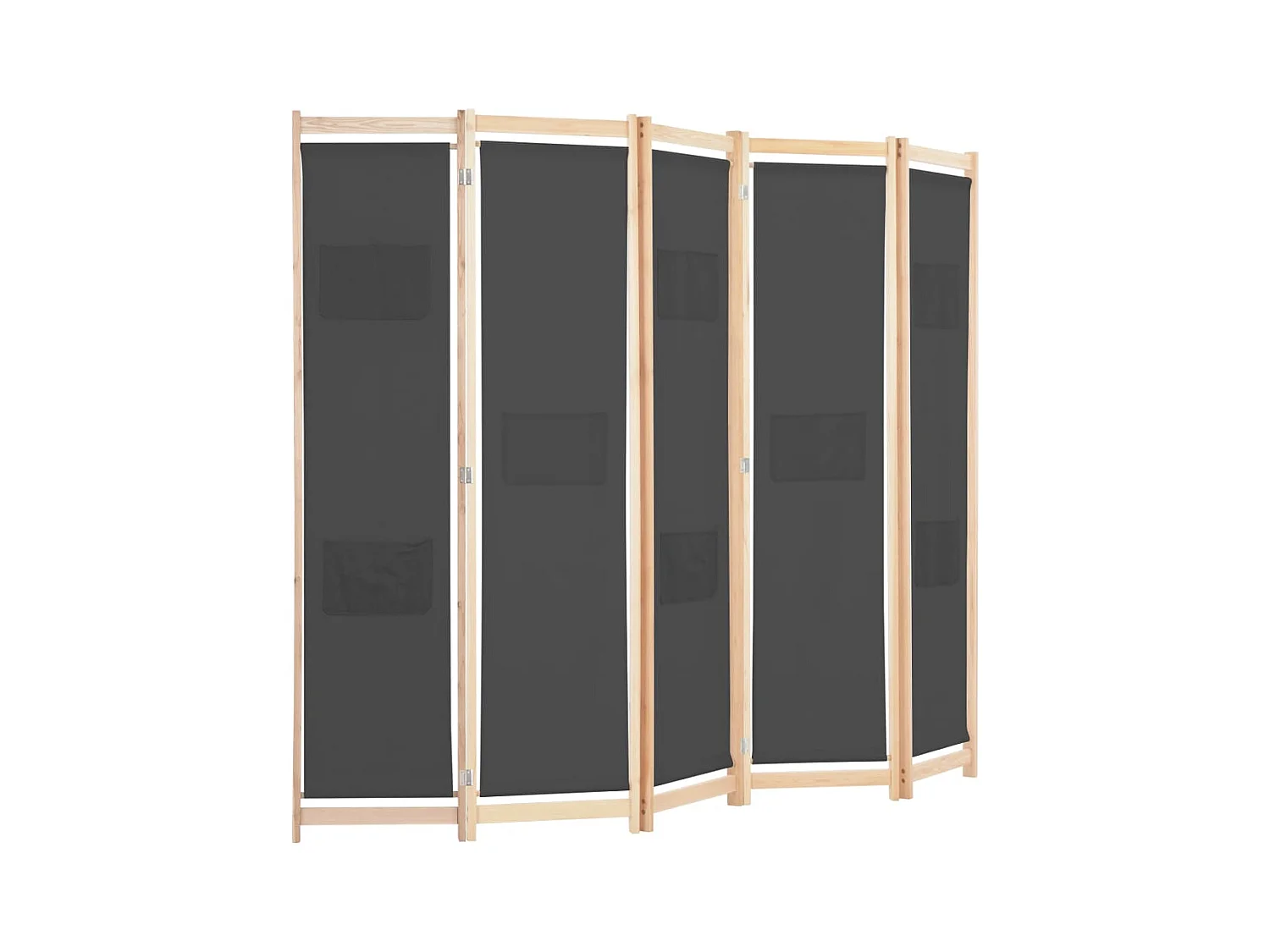 Mampara divisoria de 5 paneles Gris 200 x 170 x 4 cm Tela