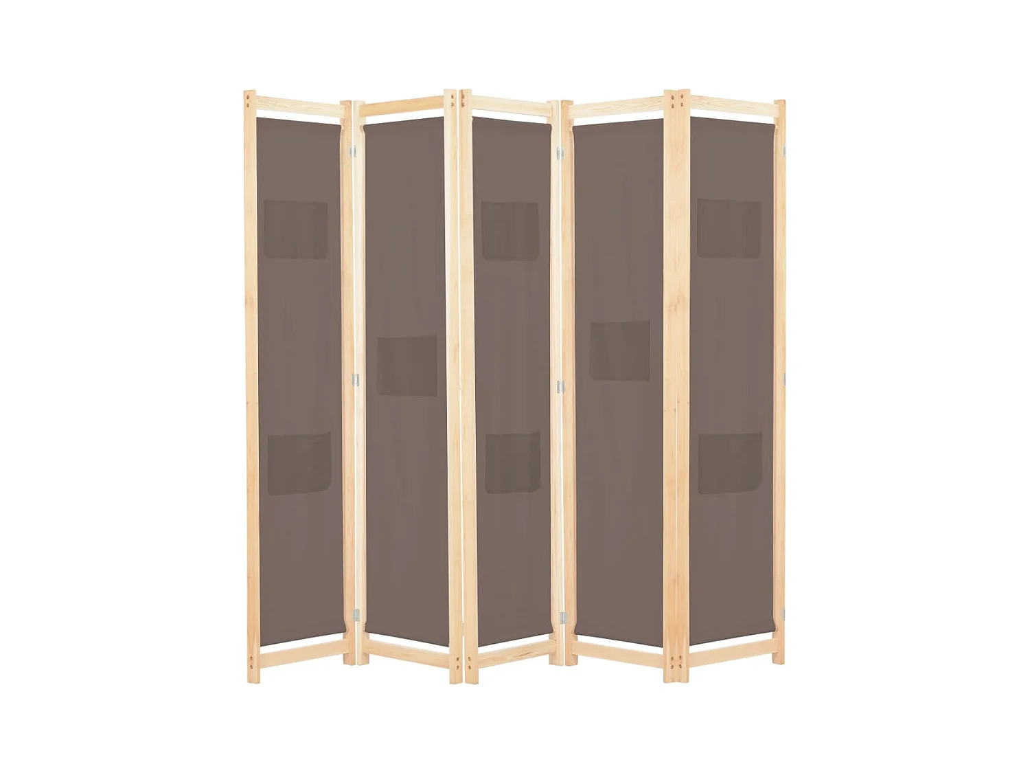 Parete divisoria a 5 pannelli Marrone 200 x 170 x 4 cm Tessuto
