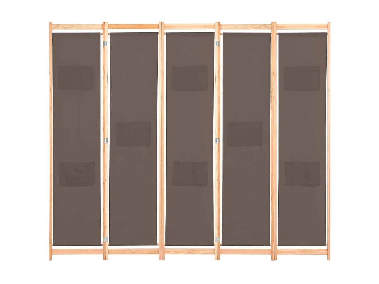 Cloison de séparation 5 panneaux Marron 200 x 170 x 4 cm Tissu