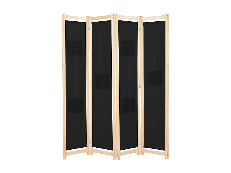 Mampara divisoria de 4 paneles Tela Negra 160x170x4 cm