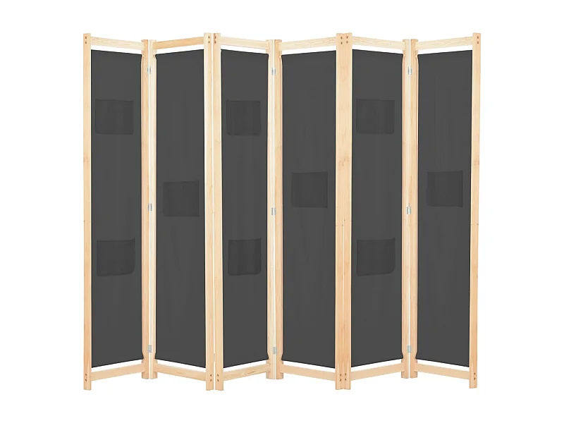6-delige scheidingswand Grijs 240 x 170 x 4 cm Stof