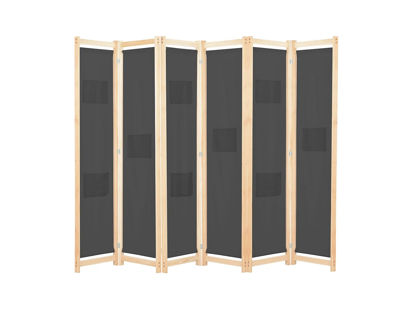 Cloison de séparation 6 panneaux Gris 240 x 170 x 4 cm Tissu