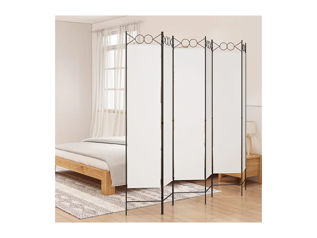 6-delige scheidingswand Wit 240x200 cm Stof