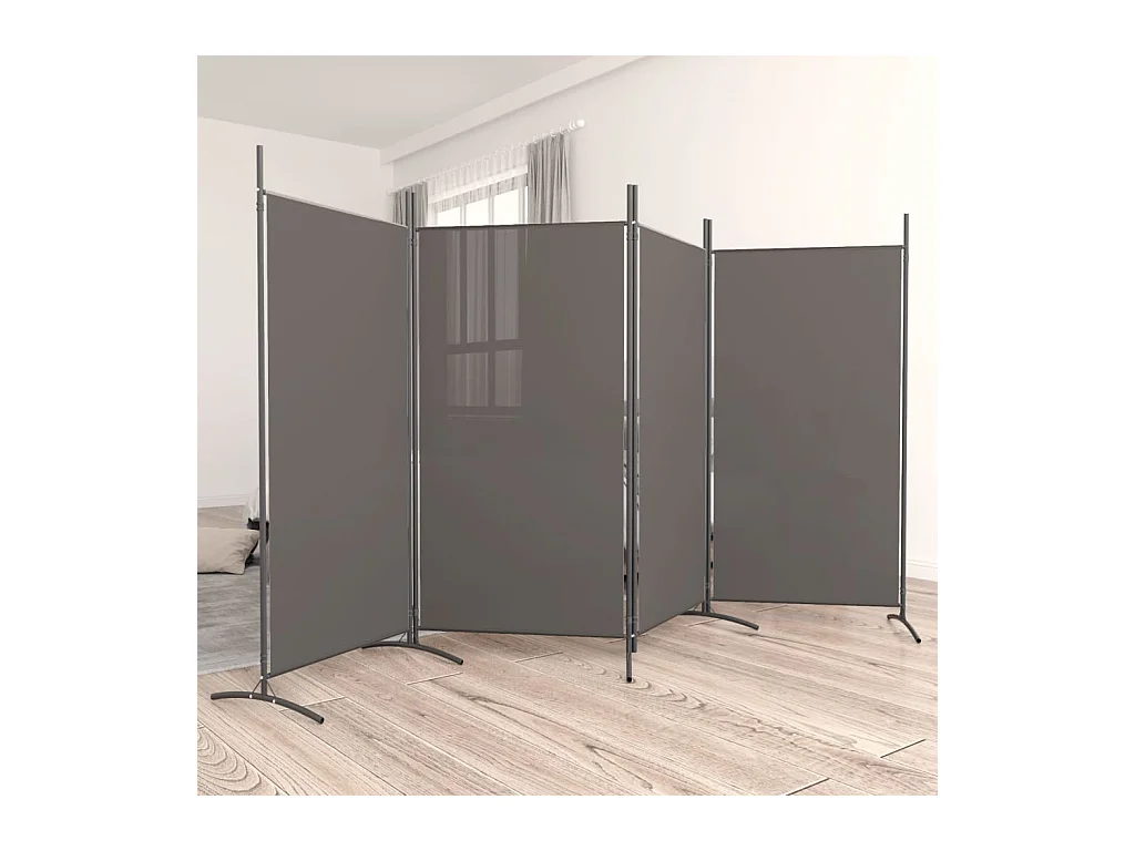 Tabique divisorio de 4 paneles Antracita 346x180 cm Tejido