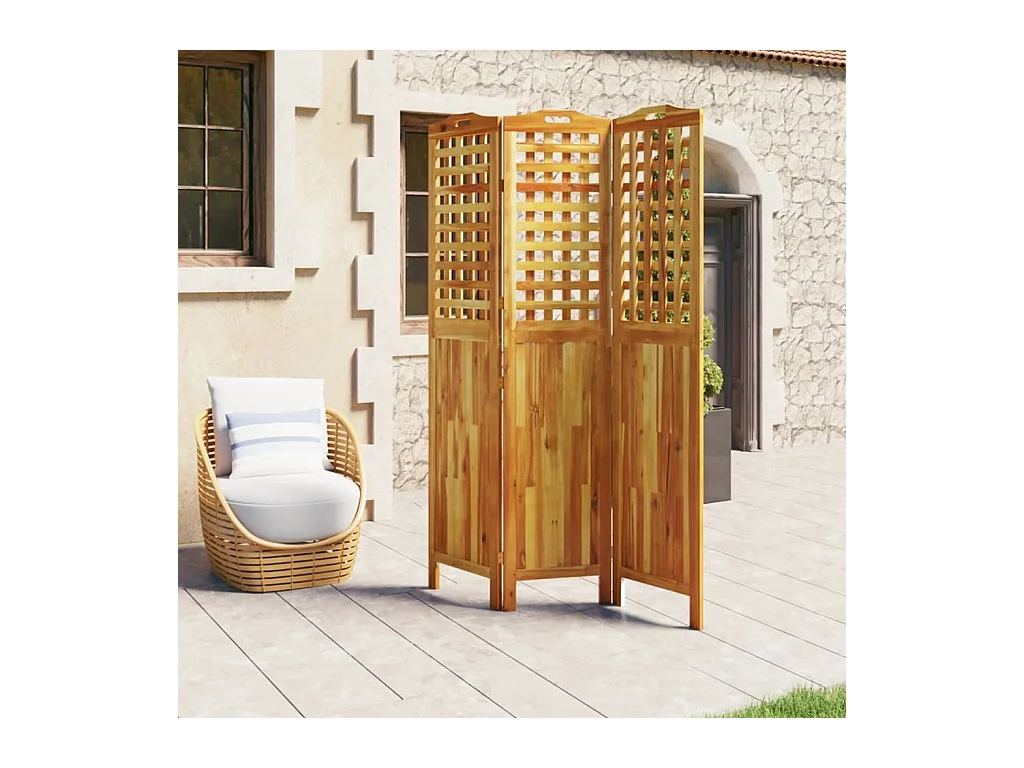 Parete divisoria a 3 pannelli 121,5x2x180 cm Legno di acacia
