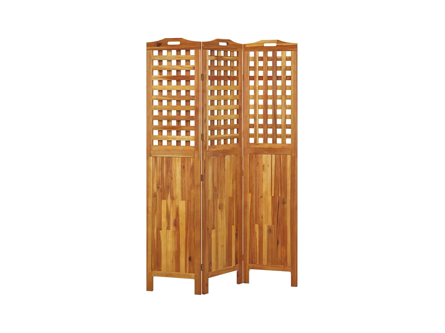 Parete divisoria a 3 pannelli 121,5x2x180 cm Legno di acacia