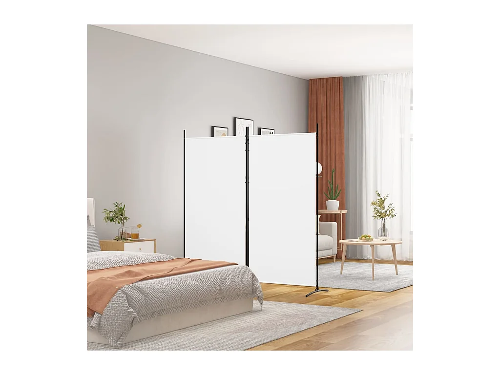 Parete divisoria a 2 pannelli Bianco 175x180 cm Tessuto