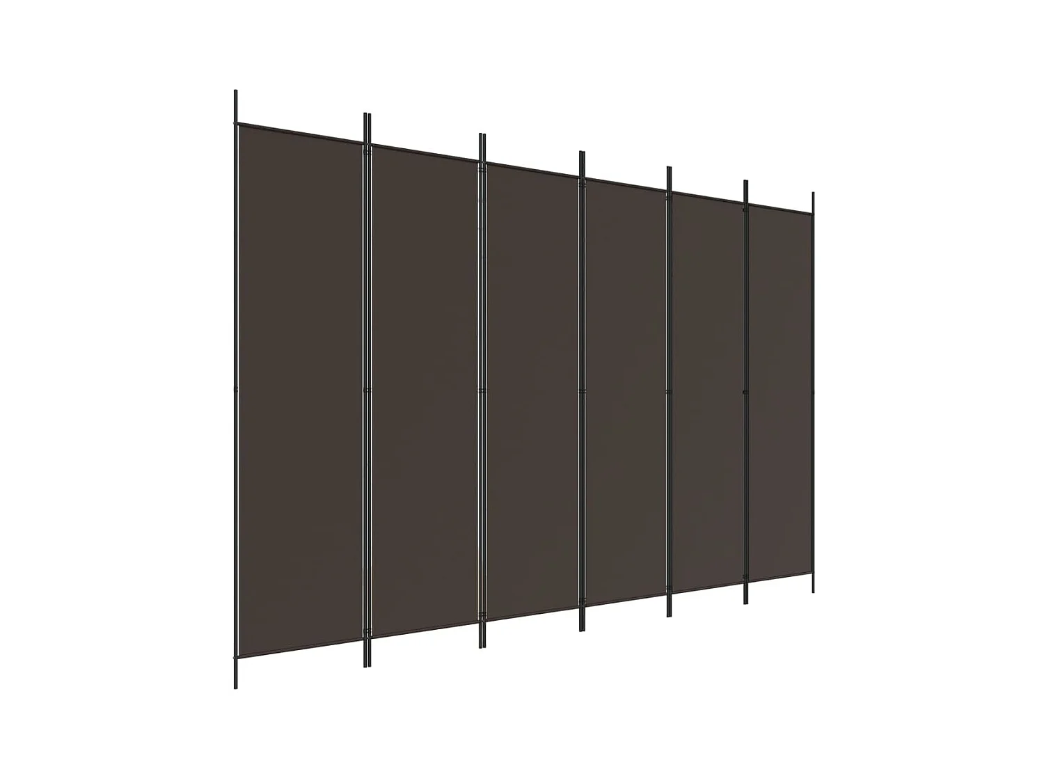 6-teilige Trennwand Braun 300x200 cm Stoff