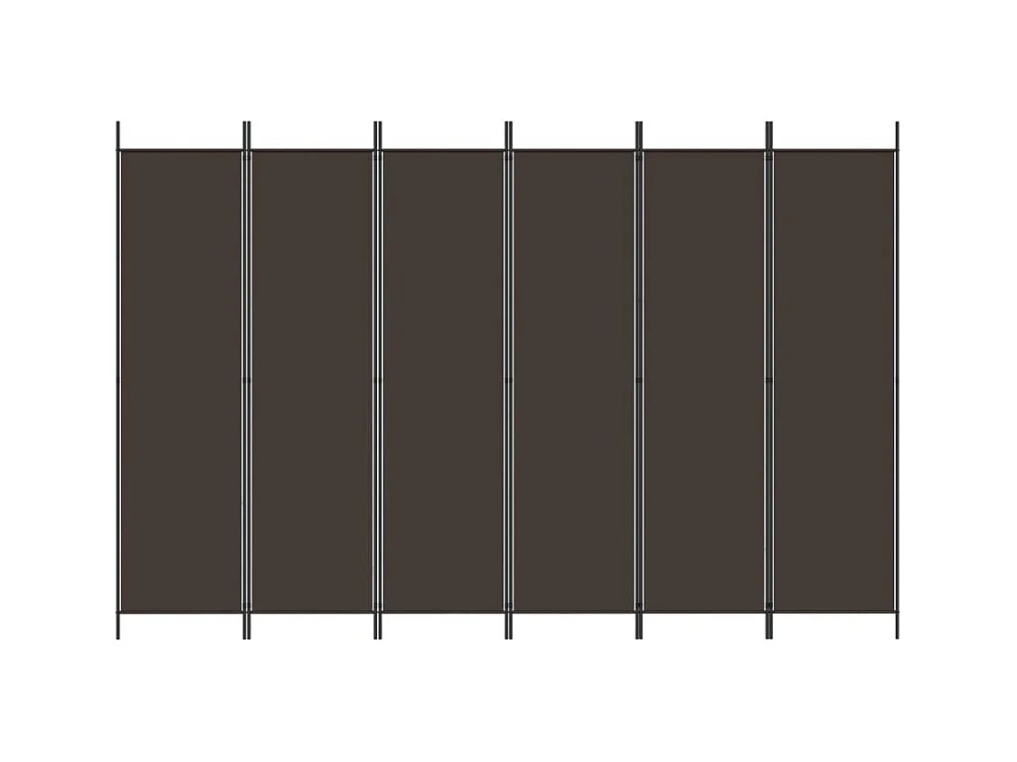 6-teilige Trennwand Braun 300x200 cm Stoff