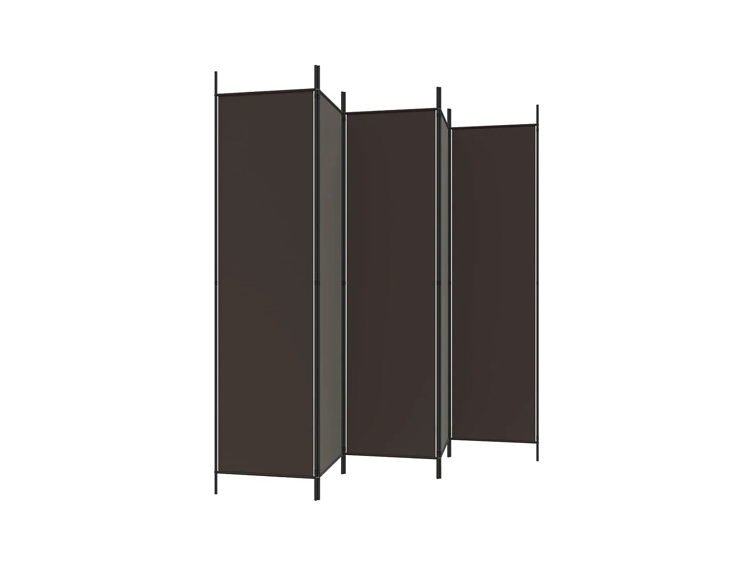 6-teilige Trennwand Braun 300x200 cm Stoff
