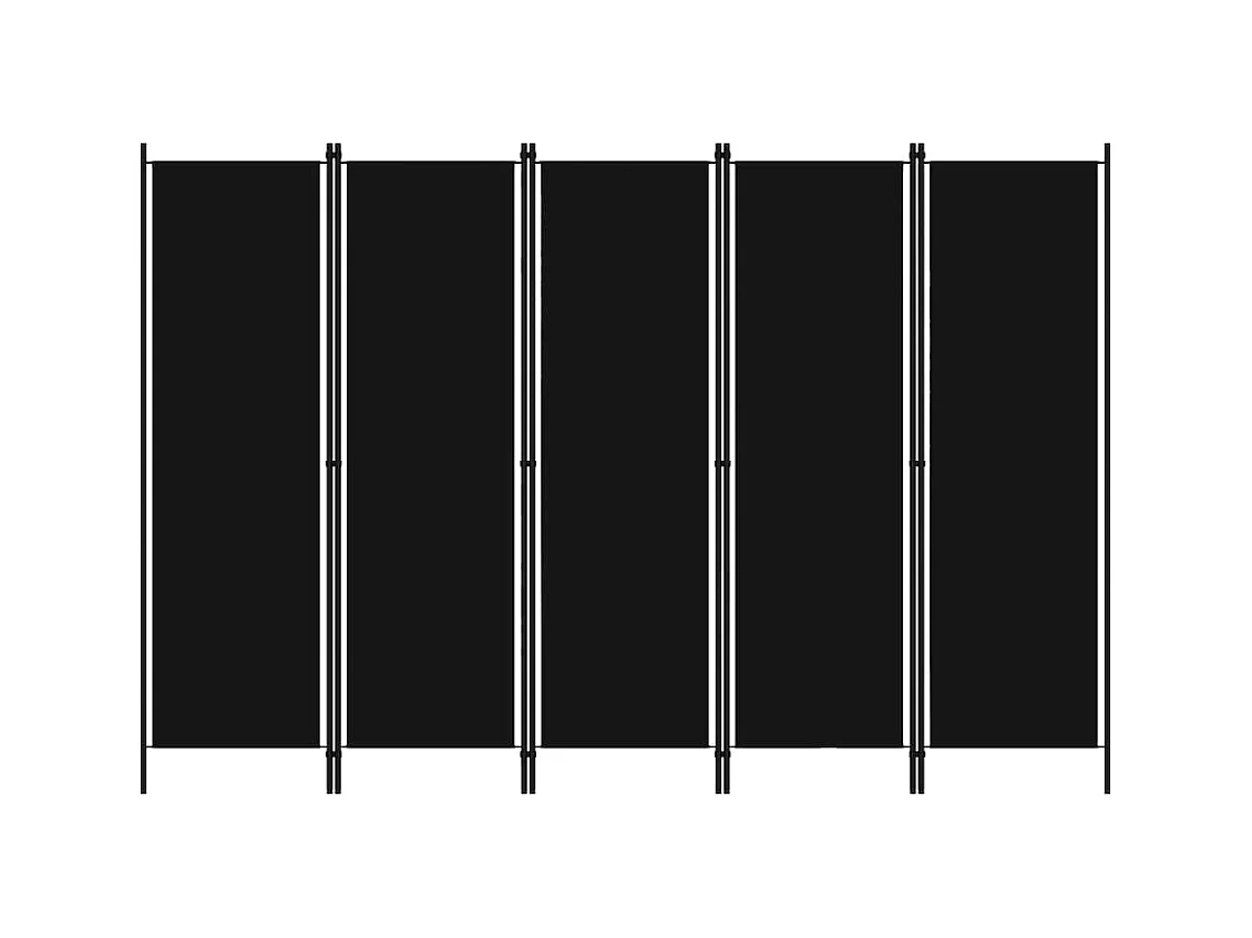 Cloison de séparation 5 panneaux Noir 250x180 cm
