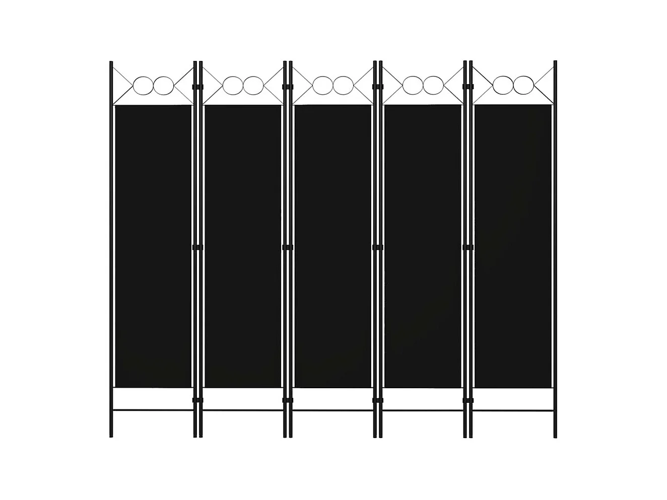5-delige scheidingswand Zwart 200x180 cm