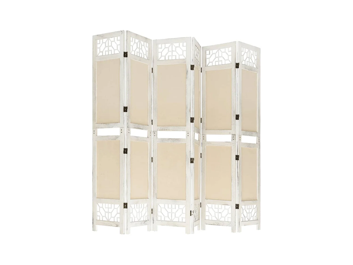 Separè a 6 pannelli Crema 210x165 cm Tessuto