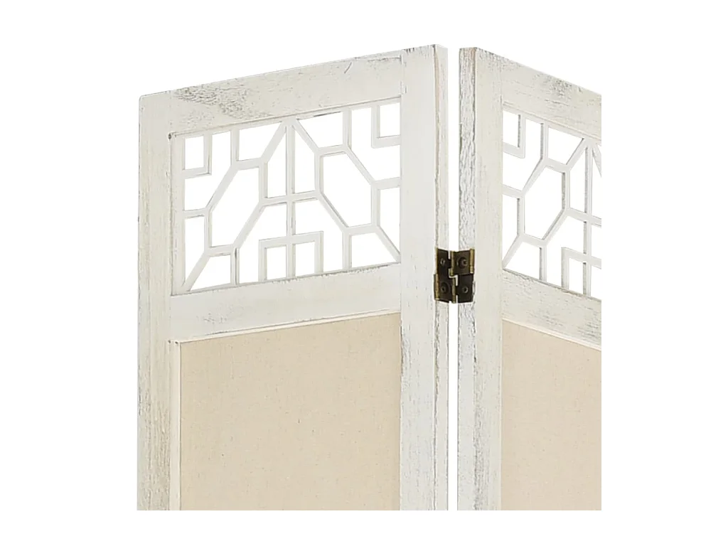 Separè a 6 pannelli Crema 210x165 cm Tessuto