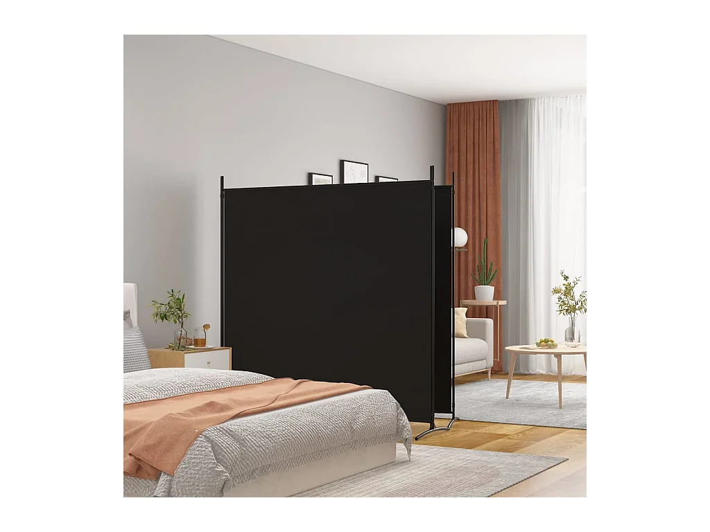 Cloison de séparation 2 panneaux Noir 348x180 cm Tissu