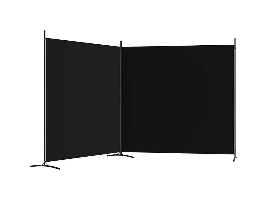 Cloison de séparation 2 panneaux Noir 348x180 cm Tissu