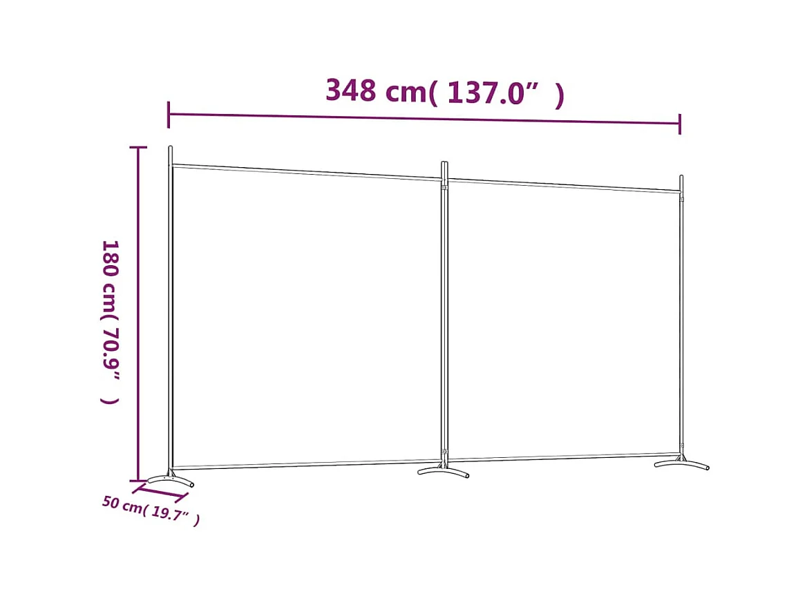 Cloison de séparation 2 panneaux Noir 348x180 cm Tissu
